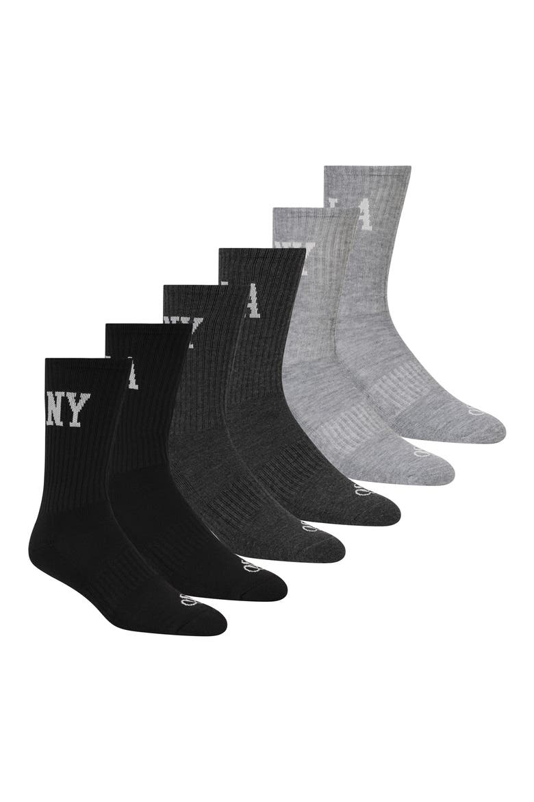 6-Pack Cushioned Terry Crew Socks, Main, color, BLACK