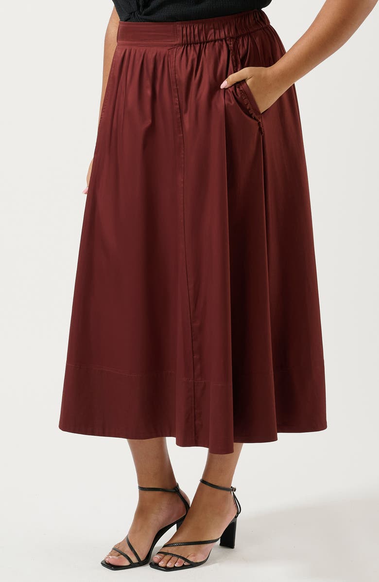 Estelle Sahara Breeze Midi Skirt, Alternate, color, Mahogany
