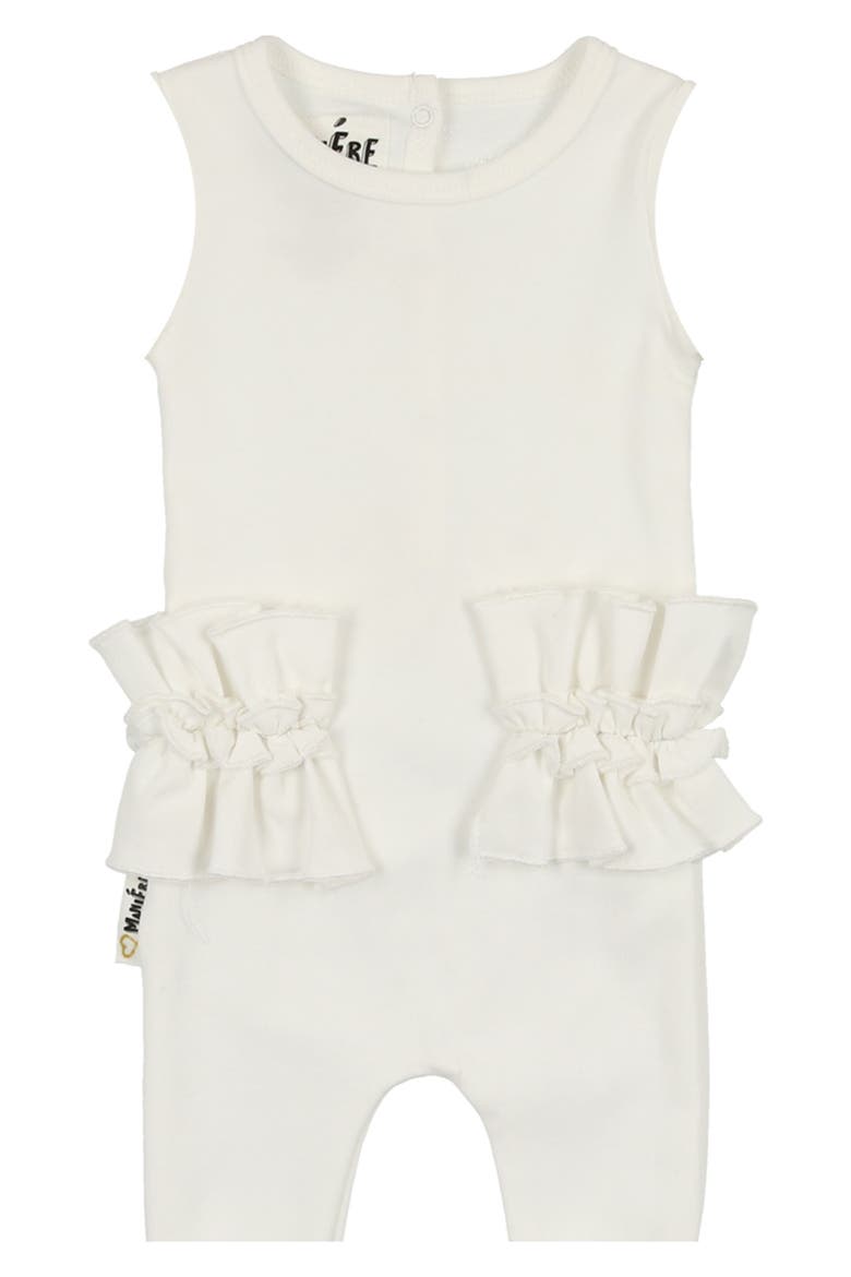 Frilled Ruffle Waist Romper, Main, color, WHITE