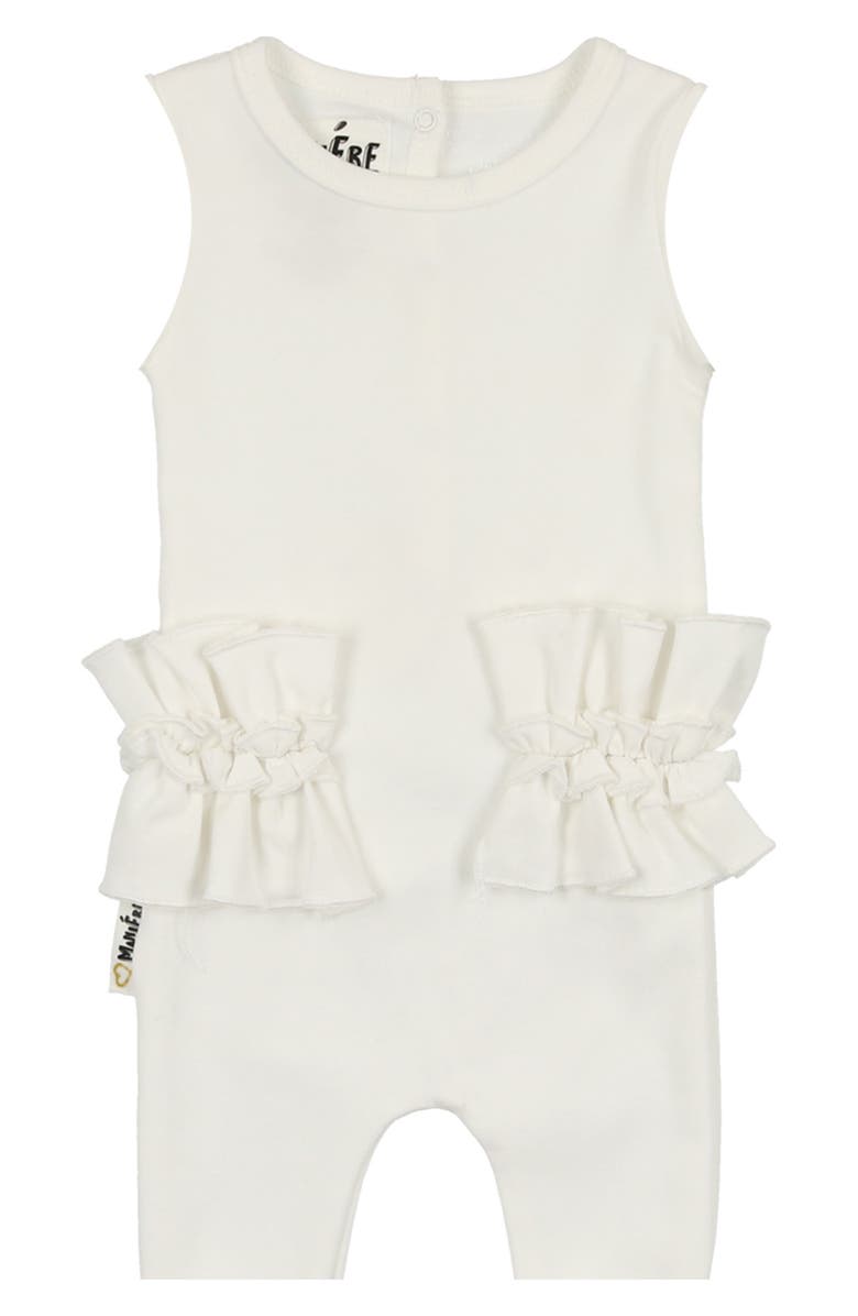 Manière Frilled Ruffle Waist Romper, Main, color, White