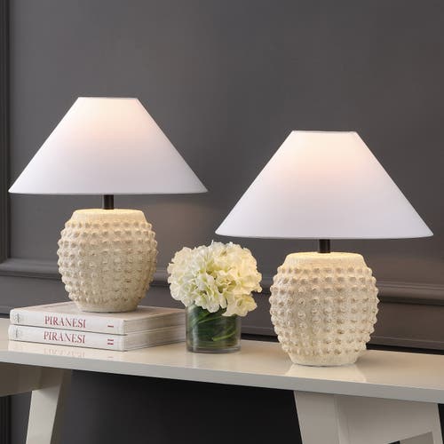 Jonathan Y Effie 18.25" Minimalist Scandinavian Ceramic/iron Hobnail Led Table Lamp