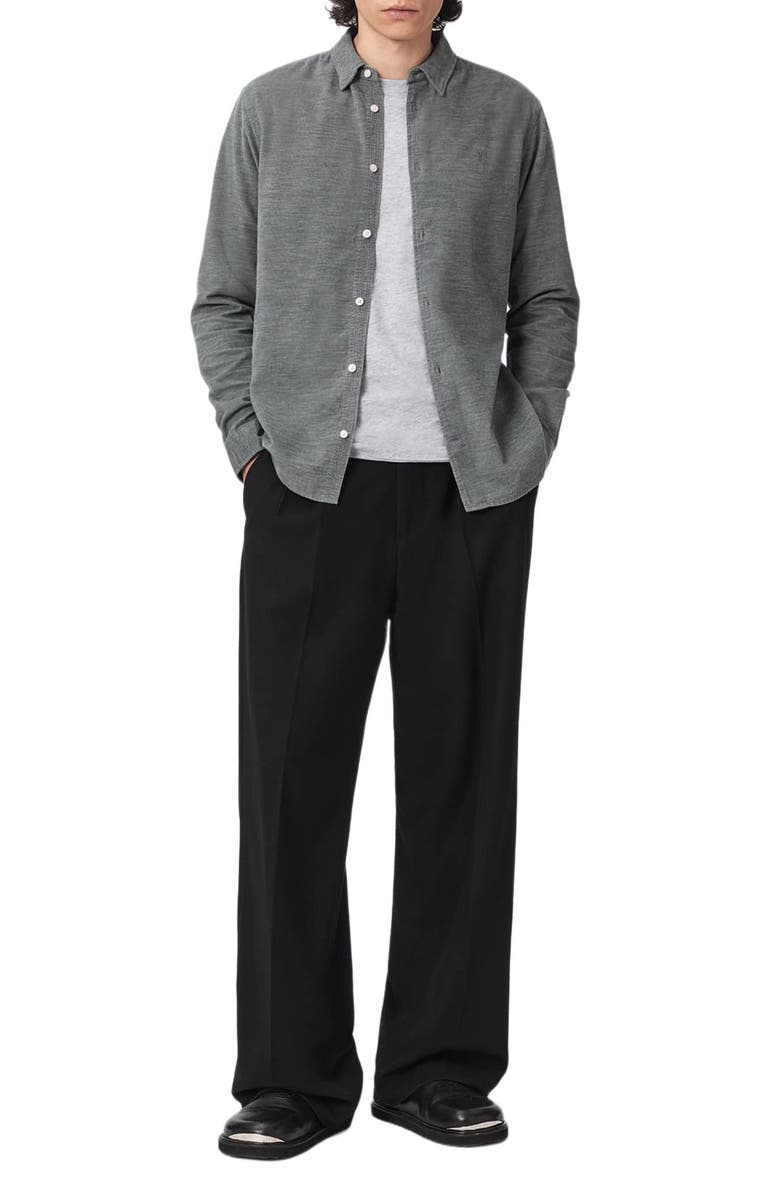 AllSaints Lorella Rib Cotton Button-Up Shirt, Alternate, color, Light Grey