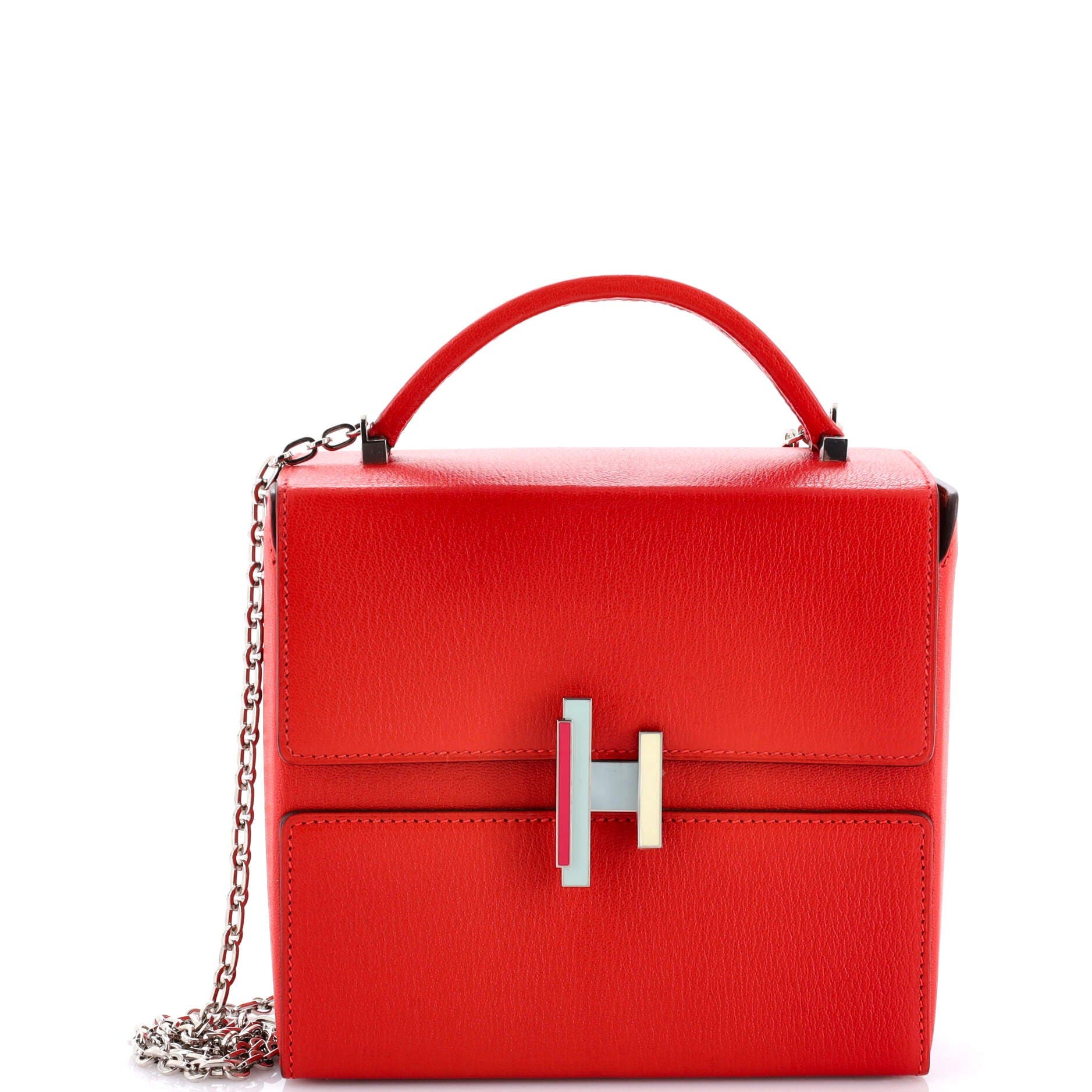 Pre-Owned Hermes Cinhetic Top Handle Bag Chevre Mysore, Main, color, 