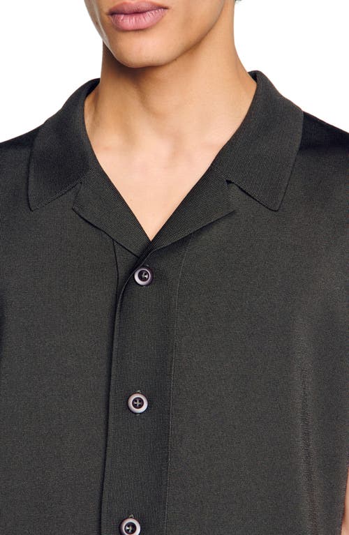 Sandro Short Sleeved Shirt In Dark Kaki.