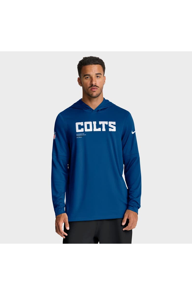 Nike Men's Nike Royal Indianapolis Colts Sideline Pure Fury Performance Long Sleeve Hoodie T-Shirt, Main, color, Royal