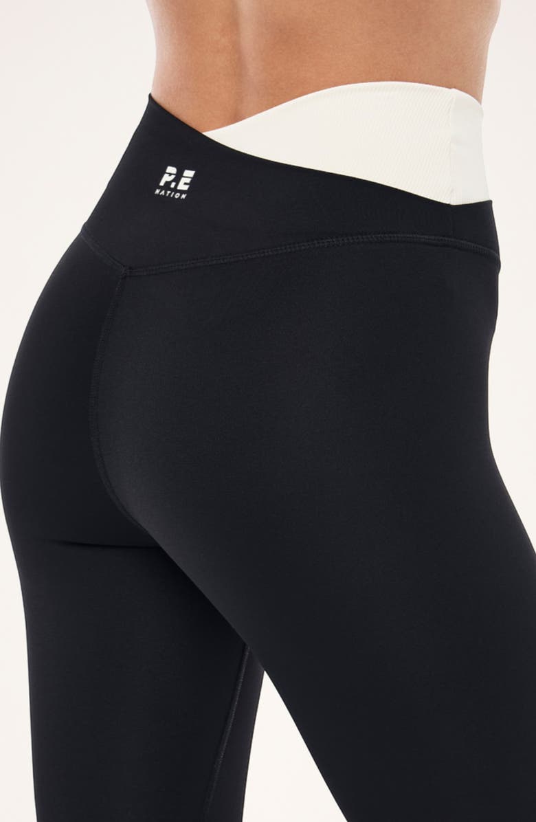 P.E Nation Wander Crossover Leggings, Alternate, color, Black / Whisper White
