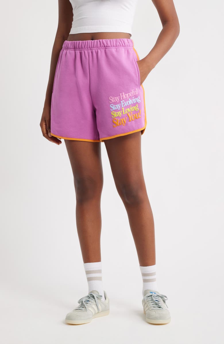 THE MAYFAIR GROUP Stay You Sweat Shorts, Main, color, Pink