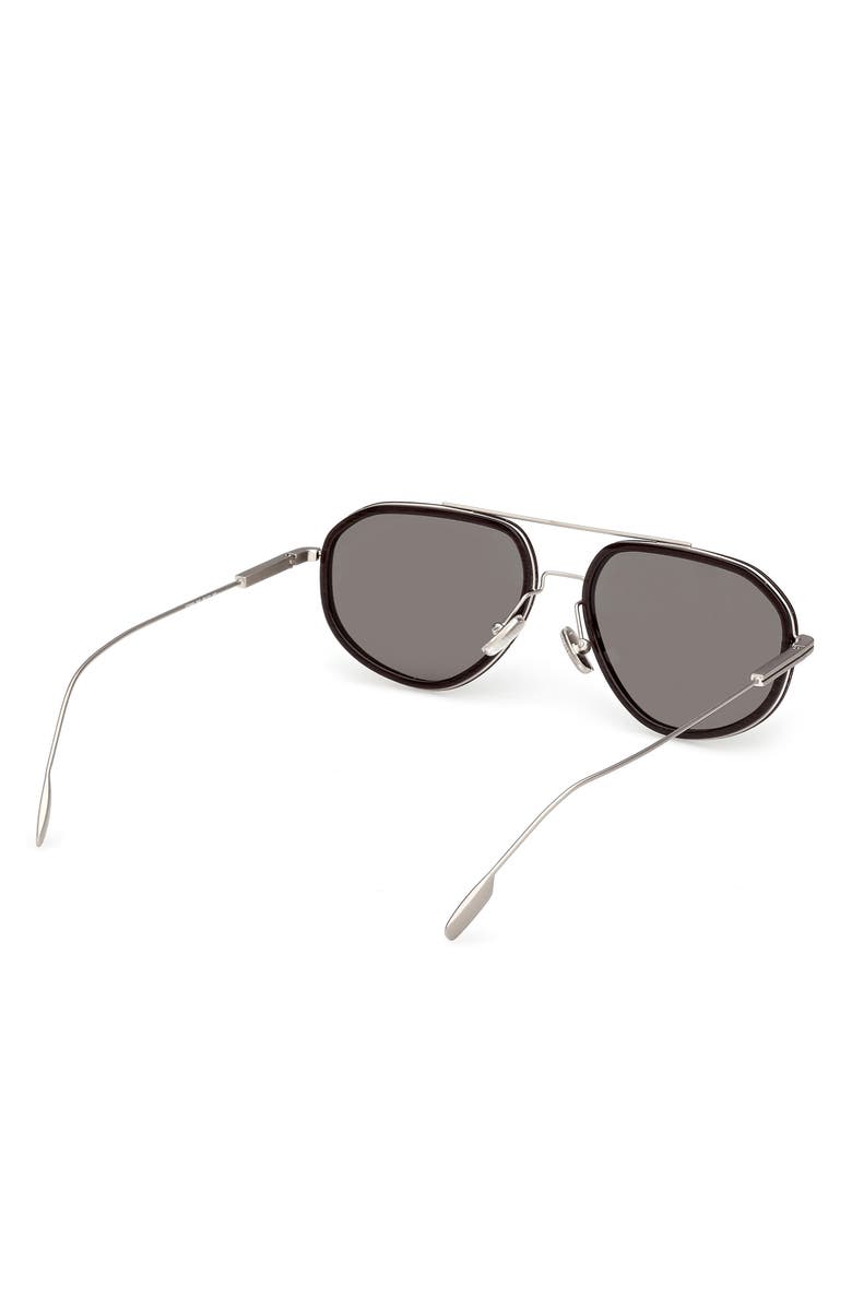 ZEGNA 56mm Navigator Sunglasses, Alternate, color, Palladium/ Dark Brown / Smoke