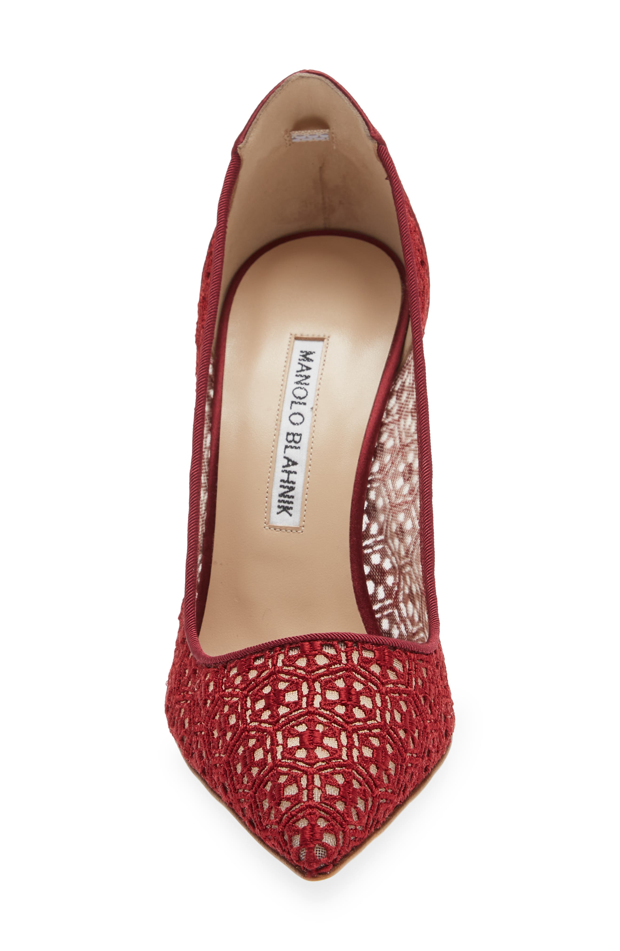 Manolo Blahnik BB Pointed Toe Lace Pump, Alternate, color, 