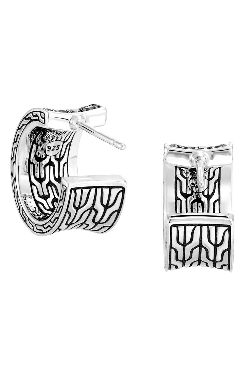 John Hardy Classic Black Sapphire Pavé Hoop Earrings, Alternate, color,