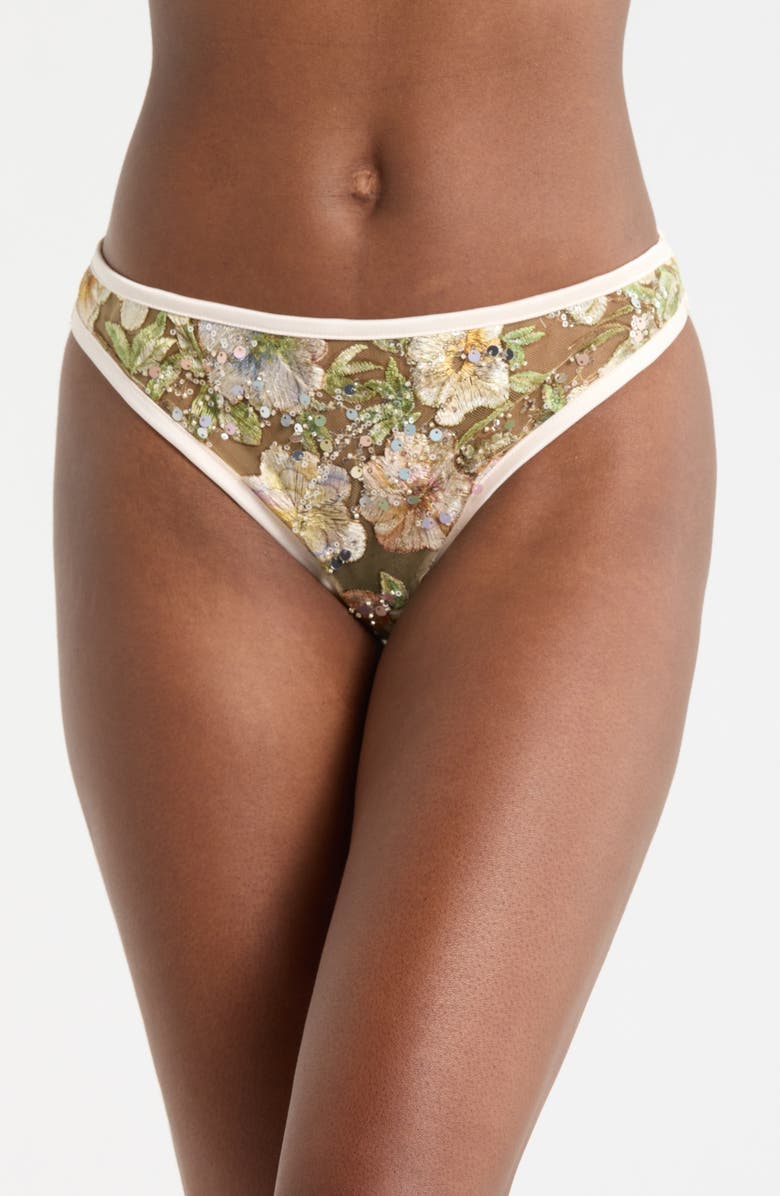 KILO BRAVA Embroidered Thong, Main, color, Champagne Sparkle