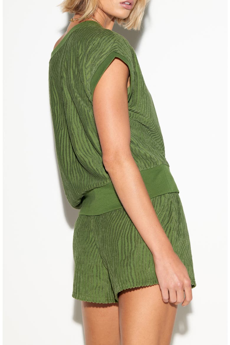Palmer One-Shoulder Terry Top, Alternate, color, DARK PALM