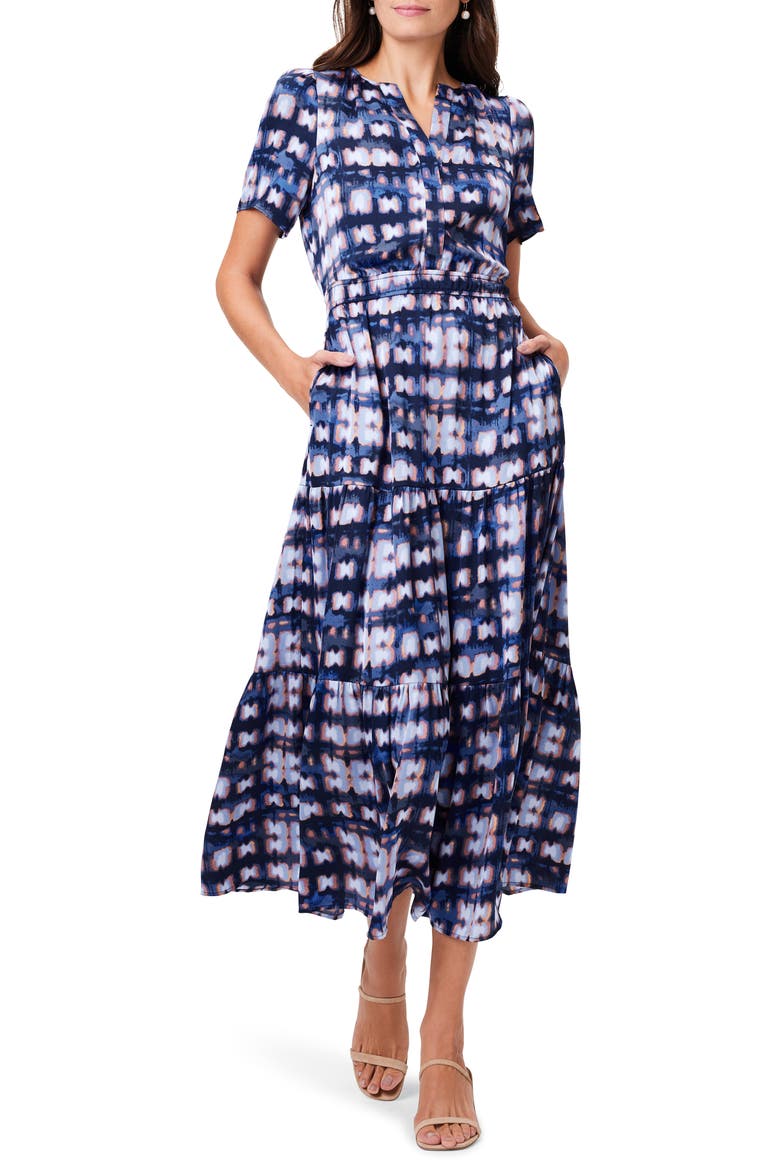 Shibori Glow Daydream Maxi Dress, Main, color, INDIGO MULTI