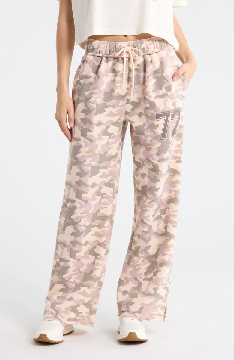 Vinyl Icons Pink Camo Fleece Pants, Main, color, Pink