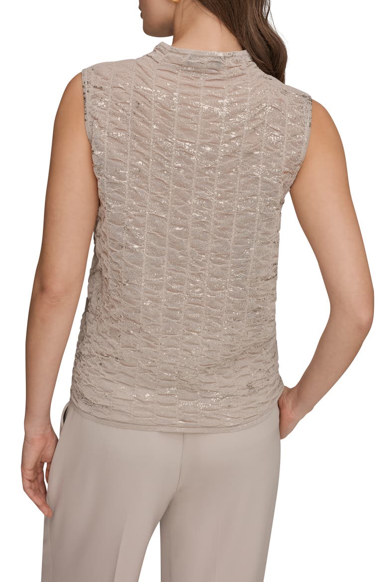 Foil Print Sleeveless Funnel Neck Top, Alternate, color, TUSCAN GREY/ GOLD