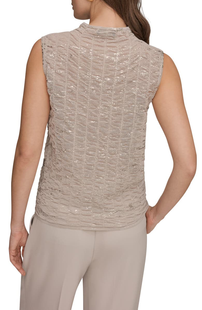 Donna Karan New York Foil Print Sleeveless Funnel Neck Top, Alternate, color, Tuscan Grey/ Gold
