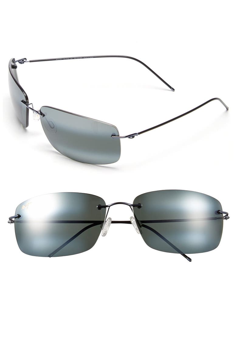 Frigate 65mm Polarized Rectangular Sunglasses, Main, color, GUNMETAL BLUE/ NEUTRAL GREY