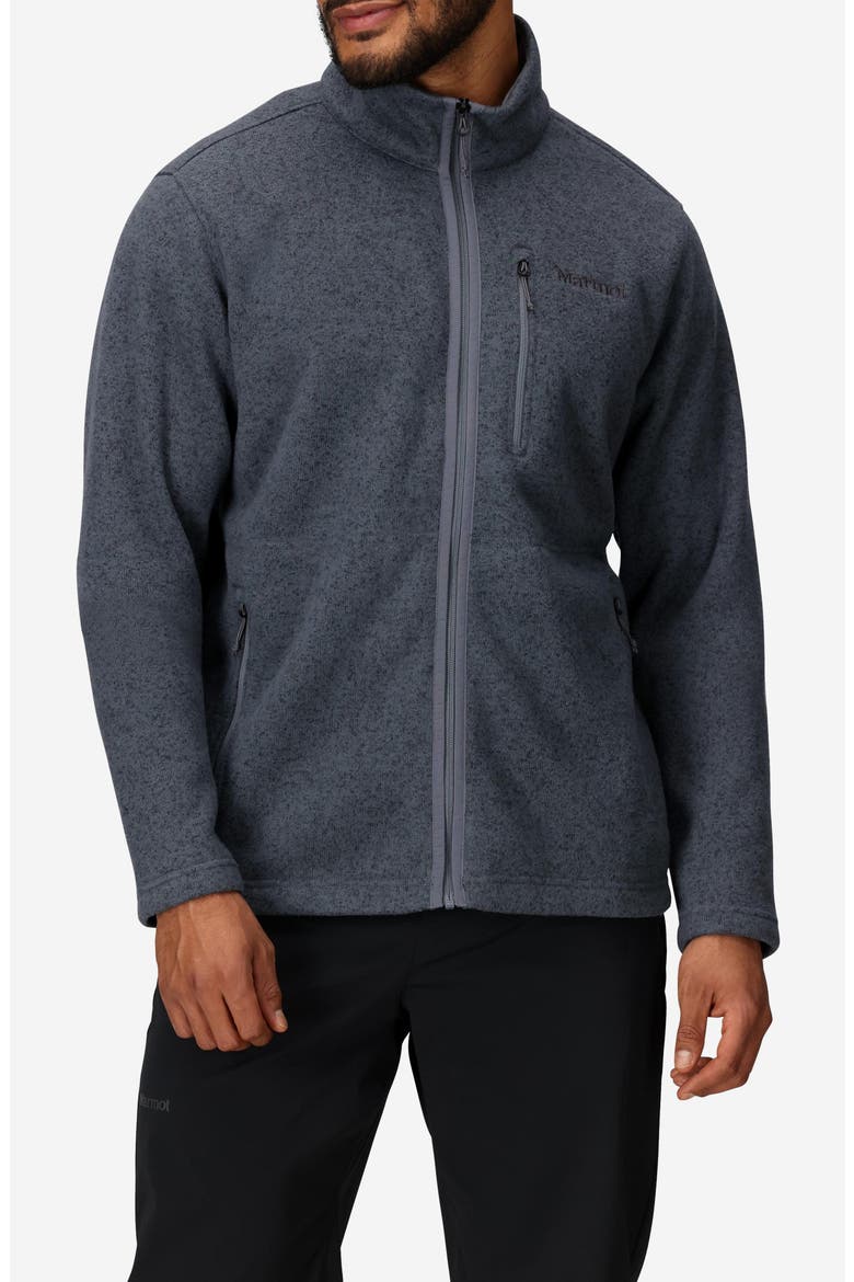Drop Line Heathered Fleece Jacket, Main, color, STEEL ONYX HEATHER