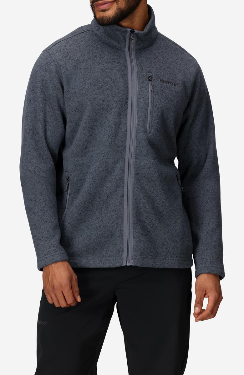 Marmot Drop Line Heathered Fleece Jacket, Main, color, Steel Onyx Heather