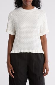 MAX STUDIO Ruffle Trim Short Sleeve Sweater