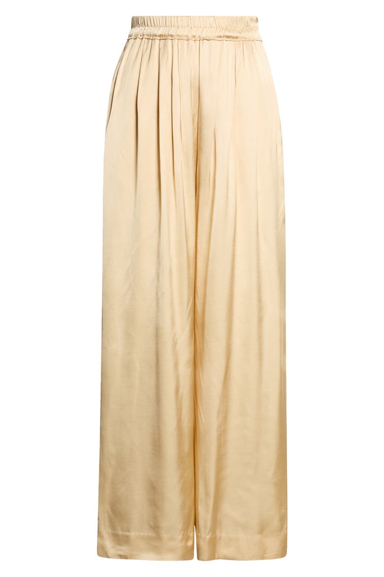 Nolia Gathered Satin Wide Leg Pants, Alternate, color, BEIGE