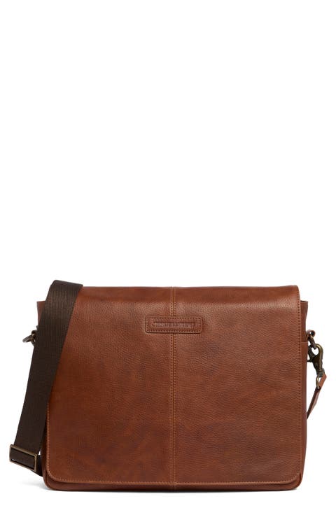 Pebbled Leather Messenger Bag