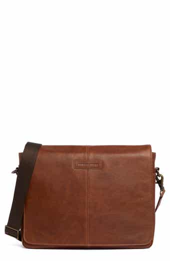 Johnston & Murphy Pebbled Leather Messenger Bag