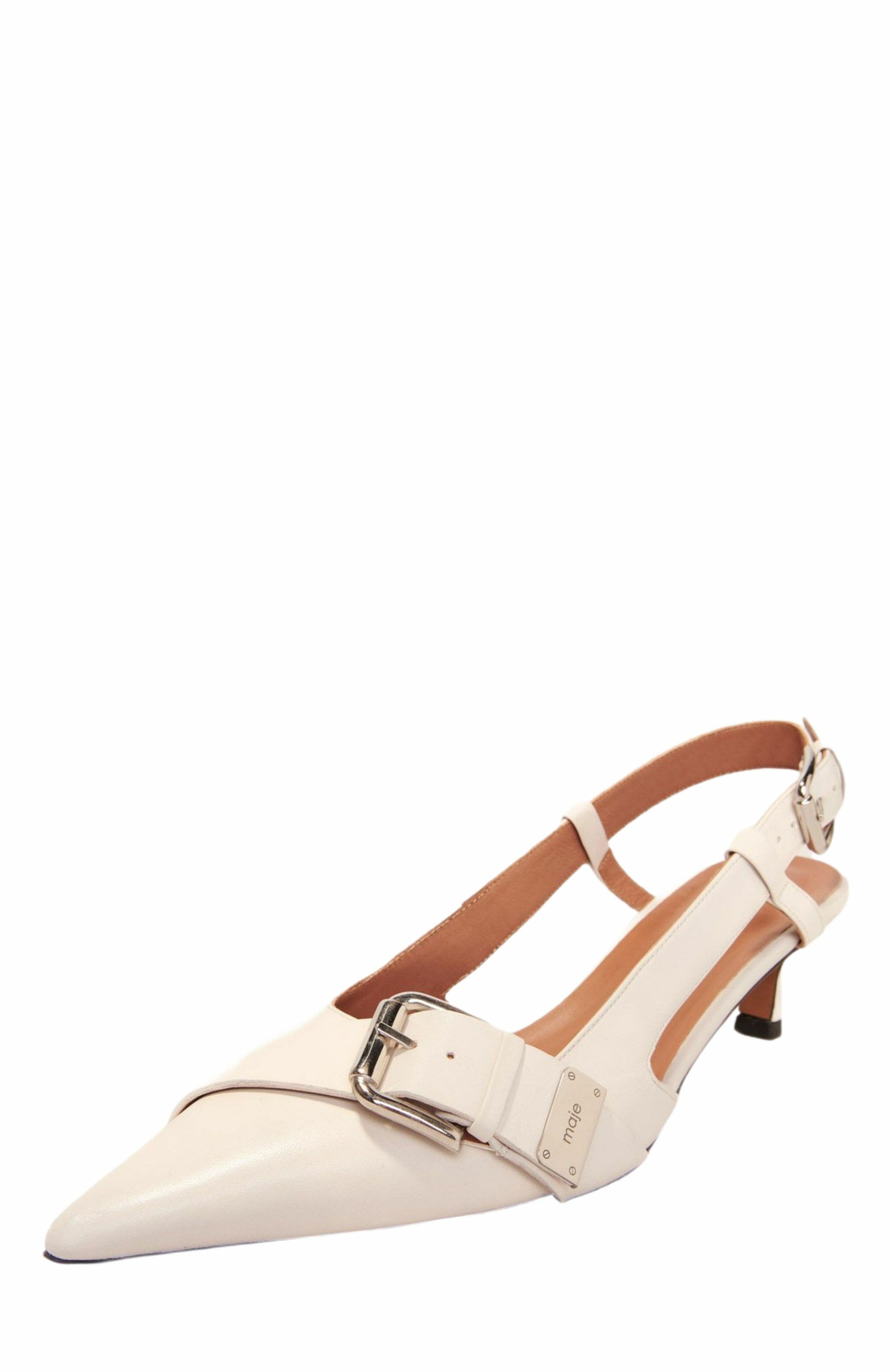 maje Double buckle slingback pump, Alternate, color, 