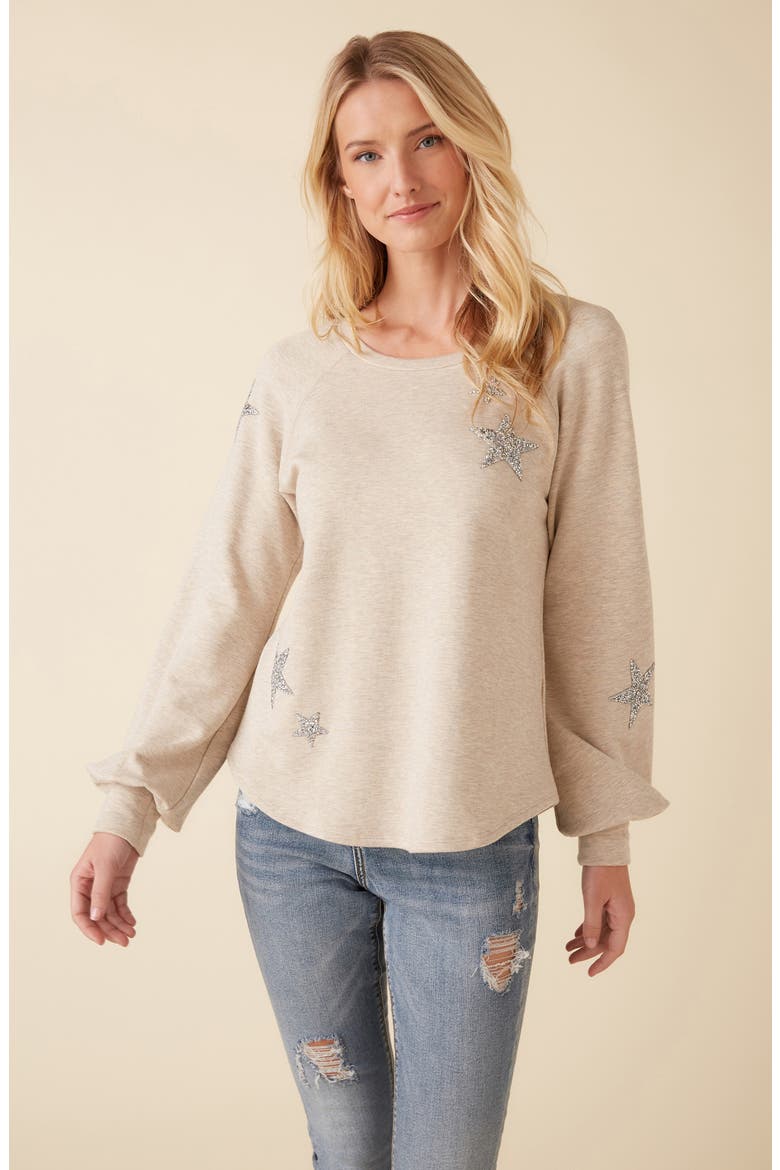 Embellished Fleece Top, Alternate, color, OATMEAL