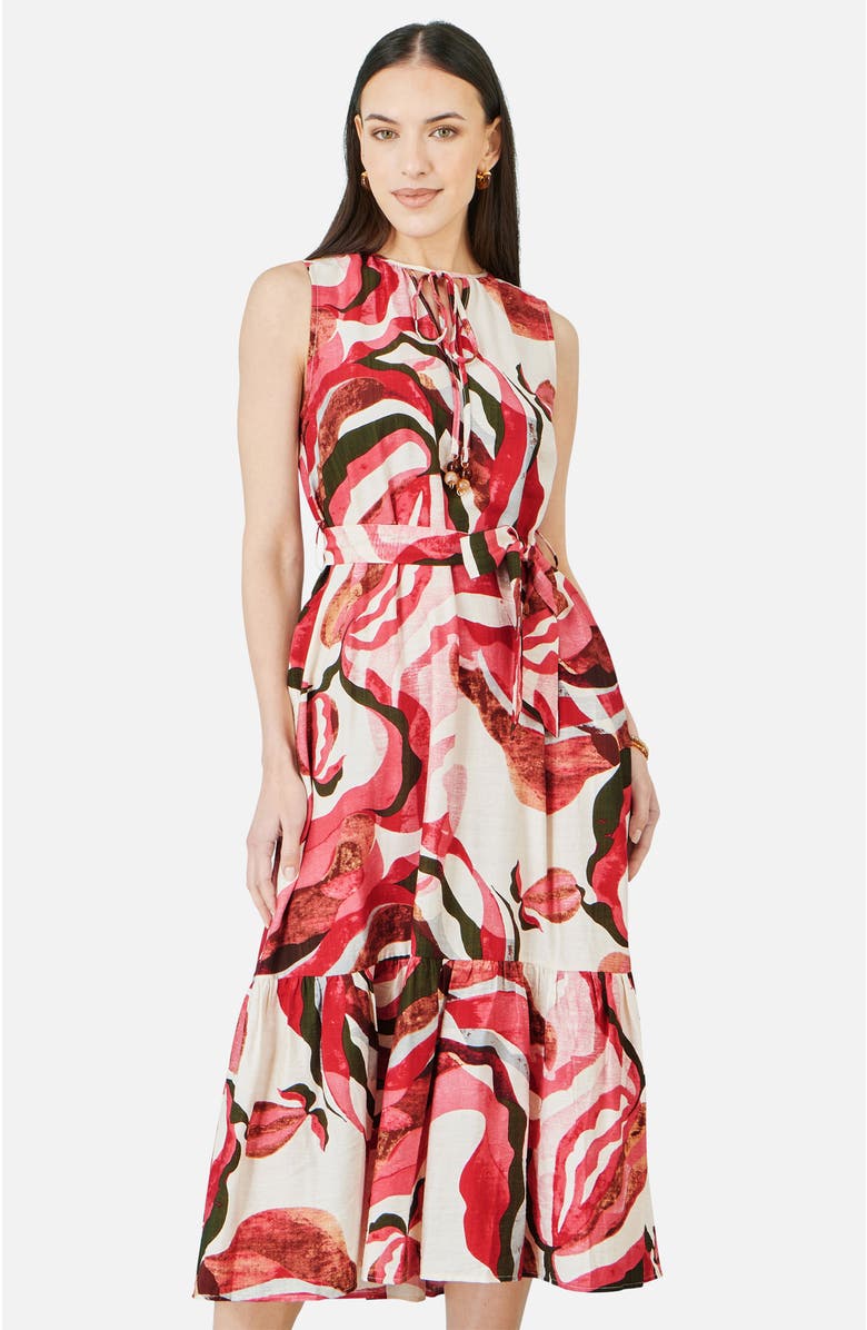 Yumi Viscose Swirl Print Midi Dress, Alternate, color, Pink