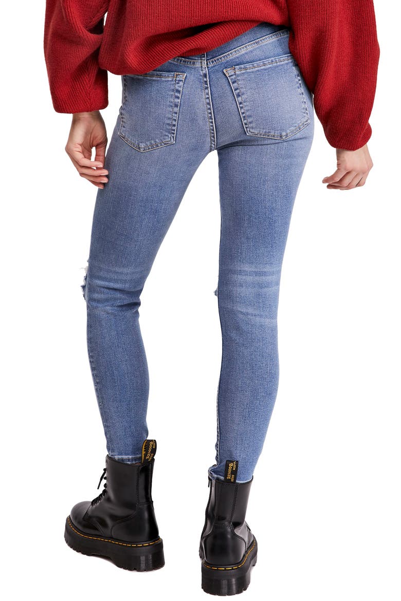 Ripped High Waist Skinny Jeans, Alternate, color, NAVY