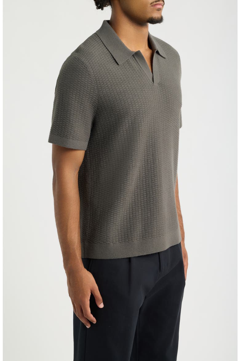 Johnny Collar Textured Polo Sweater, Alternate, color, GREY HARBOR
