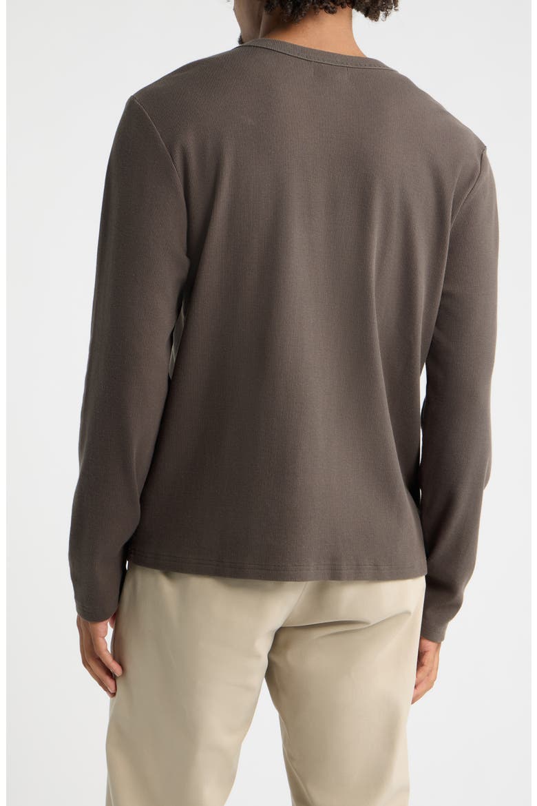 Fitted Long Sleeve Stretch Cotton Rib Henley, Alternate, color, GREY HARBOR
