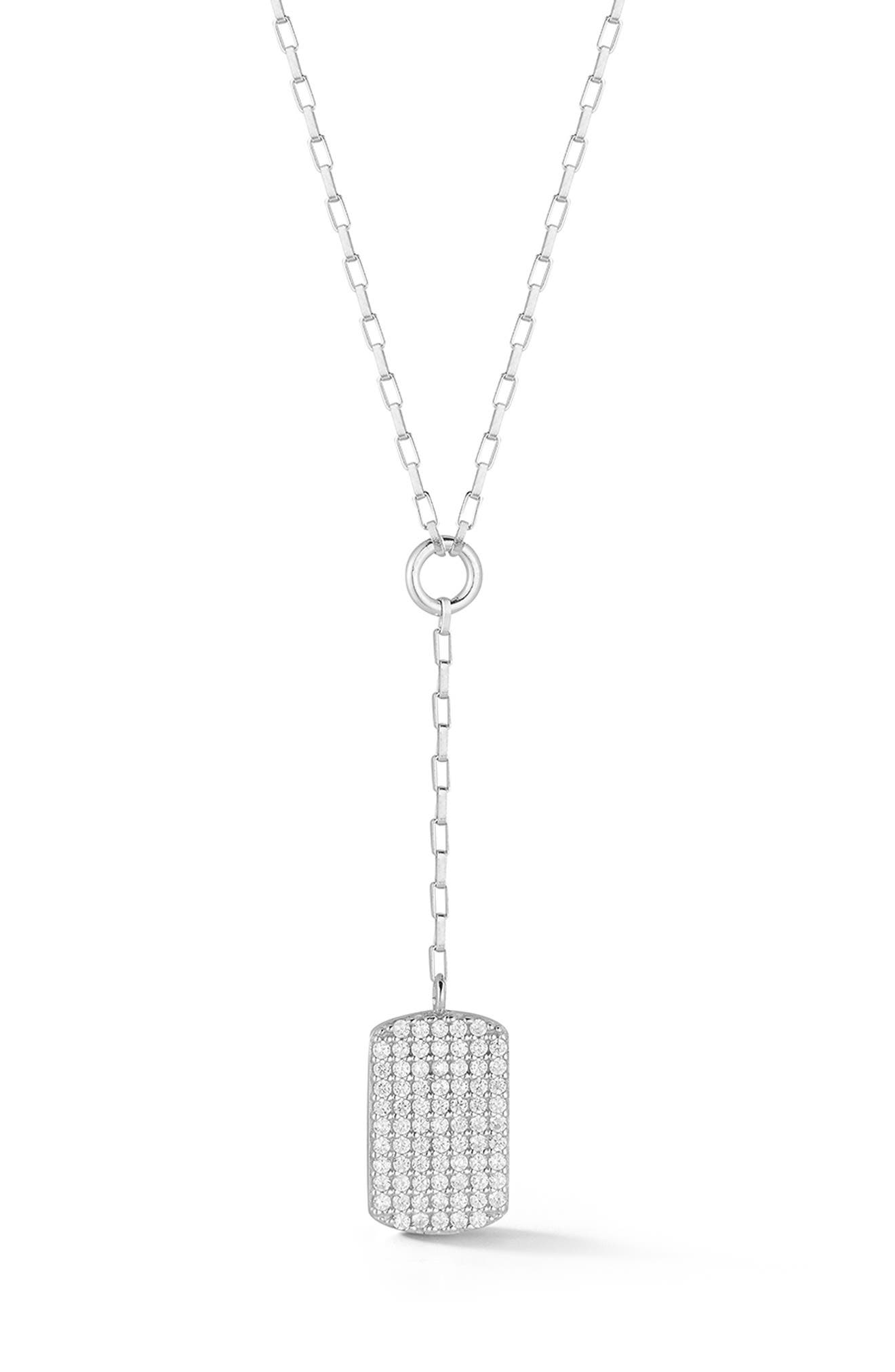 GLAZE JEWELRY CZ Tag Lariat Chain Necklace