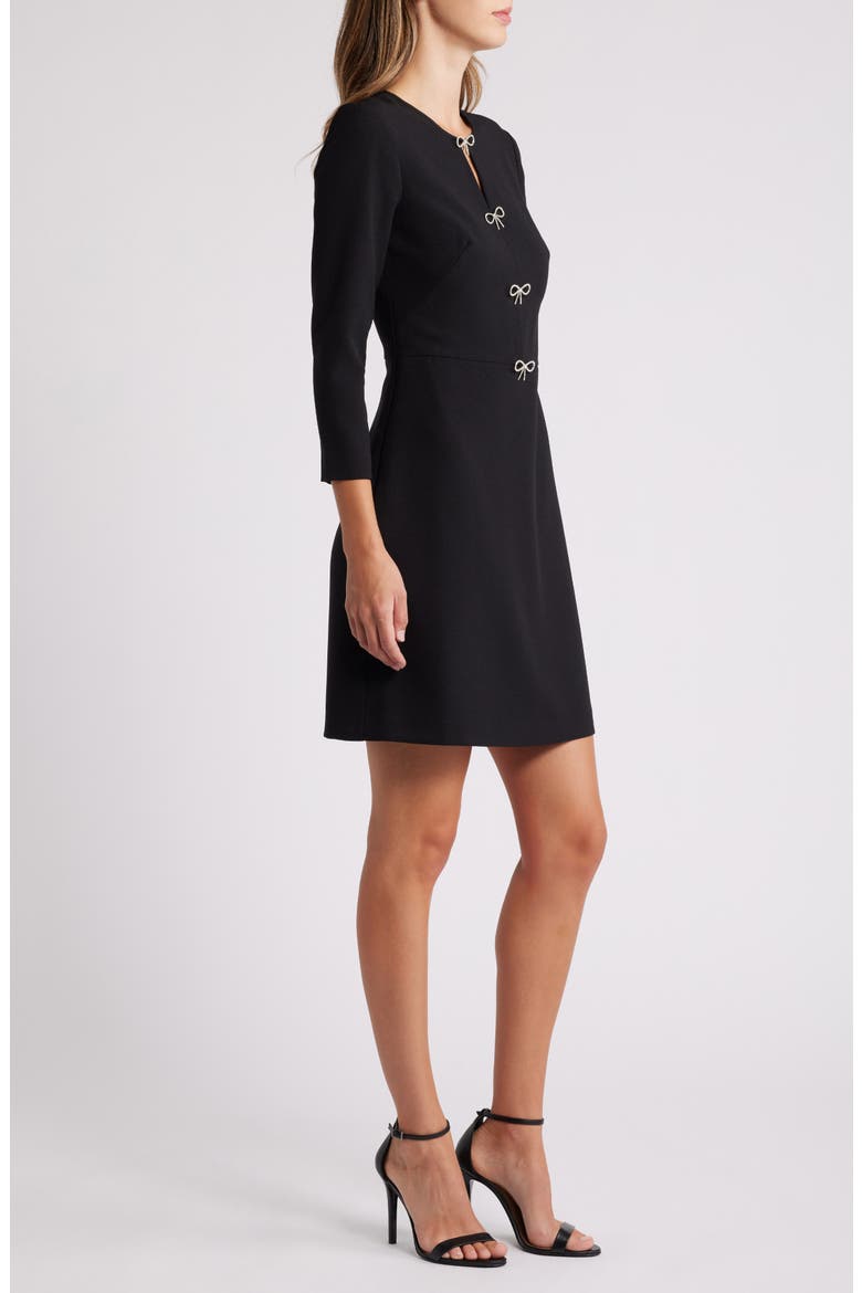 Bow Embellished A-Line Dress, Alternate, color, BLACK