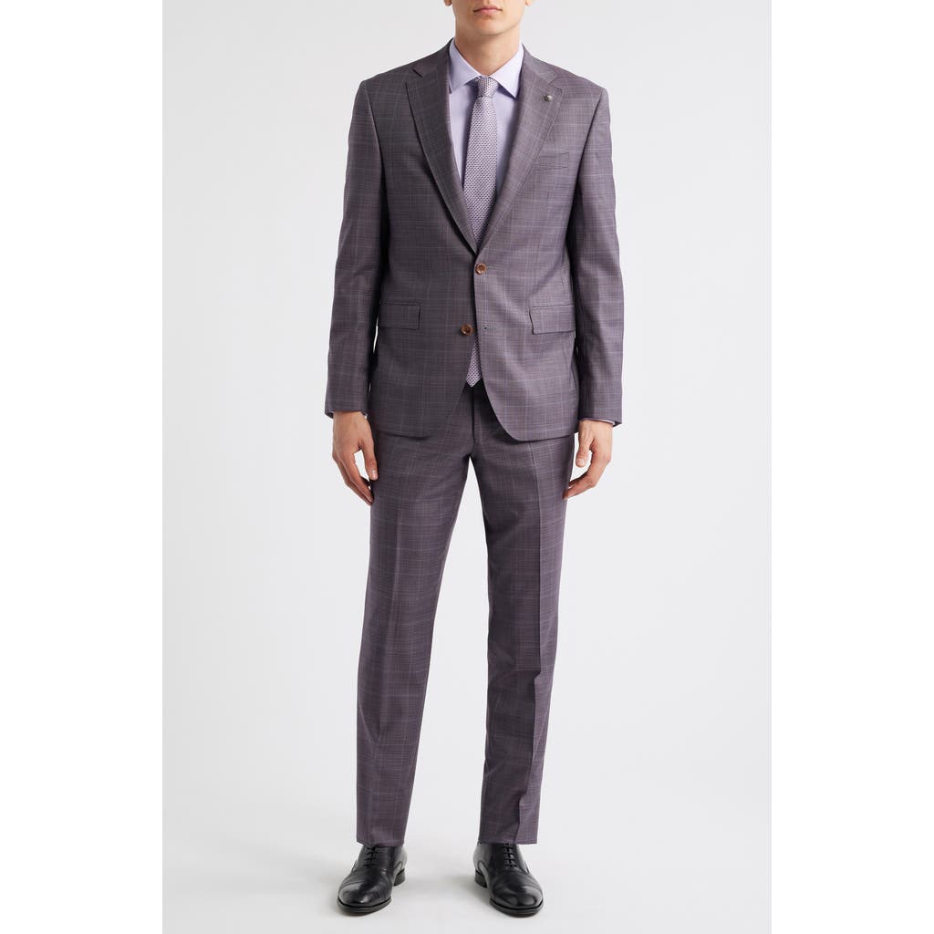 Jack Victor Esprit Regular Fit Burgundy Plaid Super 120s Wool Suit