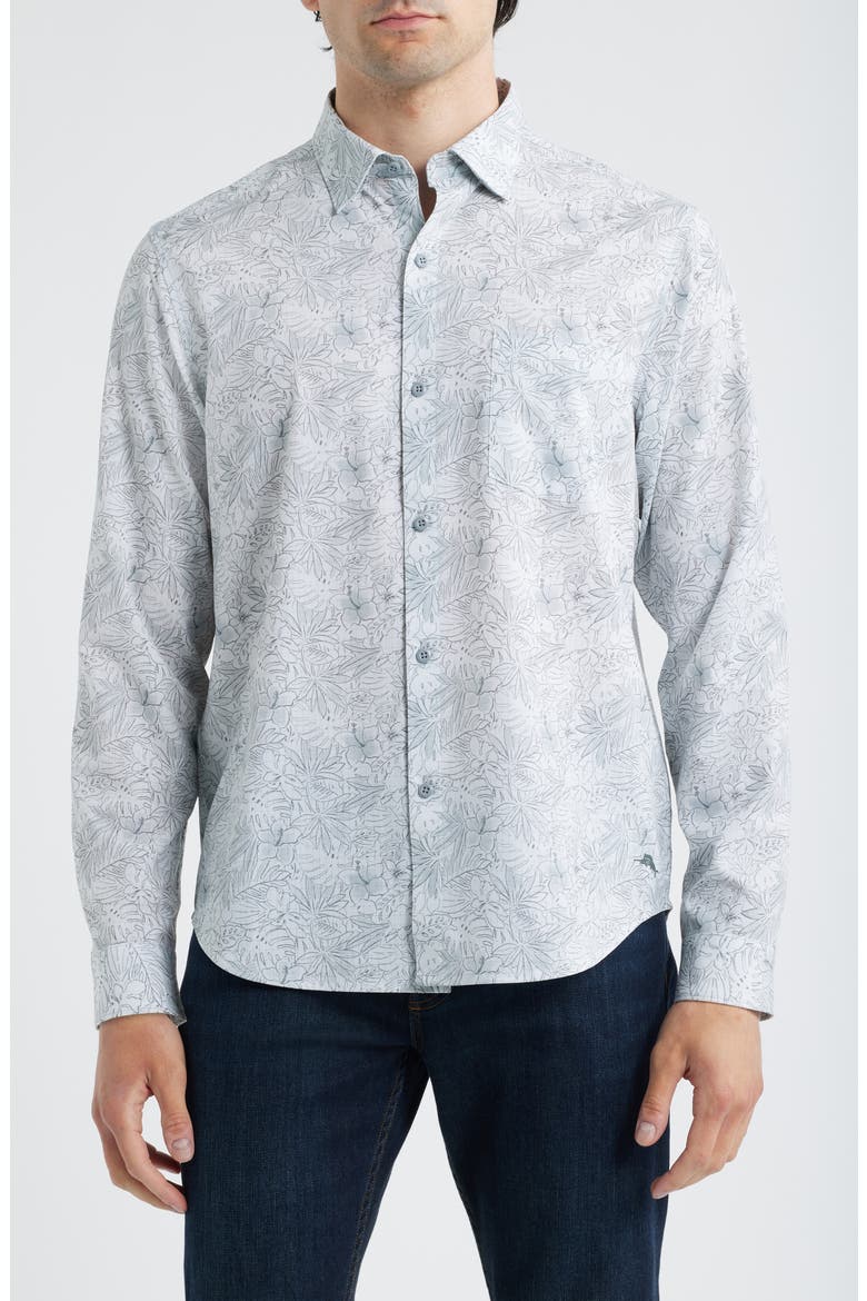 Bahama Coast Poquito Fronds IslandZone® Button-Up Shirt, Main, color, GARDEN GATE
