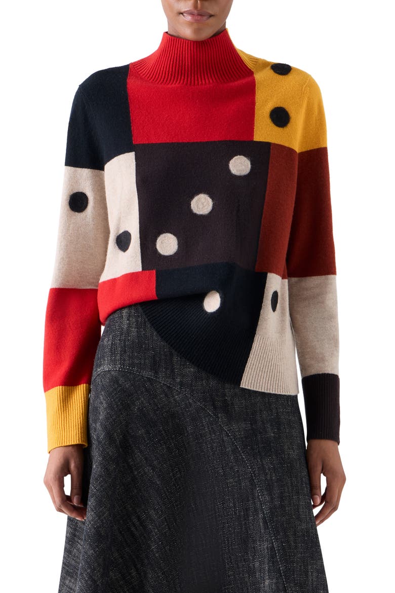 Dice Intarsia Wool & Cashmere Sweater, Main, color, MULTICOLOR