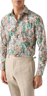 Eton Slim Fit Floral Cotton Twill Dress Shirt