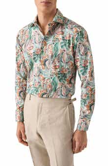 Eton Slim Fit Floral Cotton Twill Dress Shirt