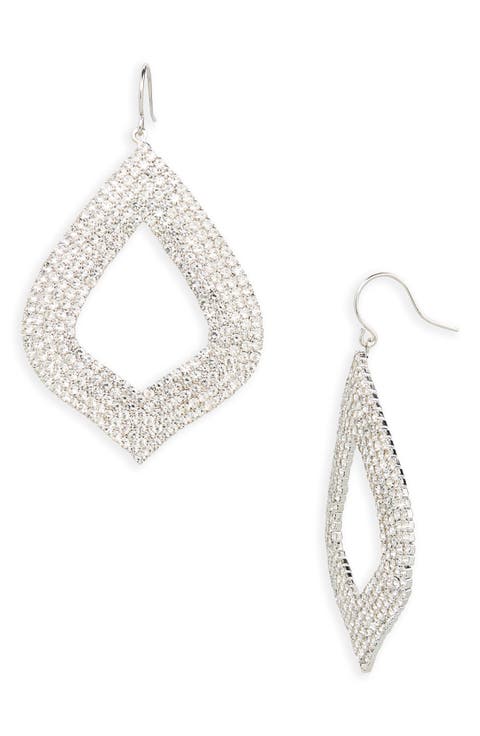 Open Drama Pavé Crystal Drop Earrings