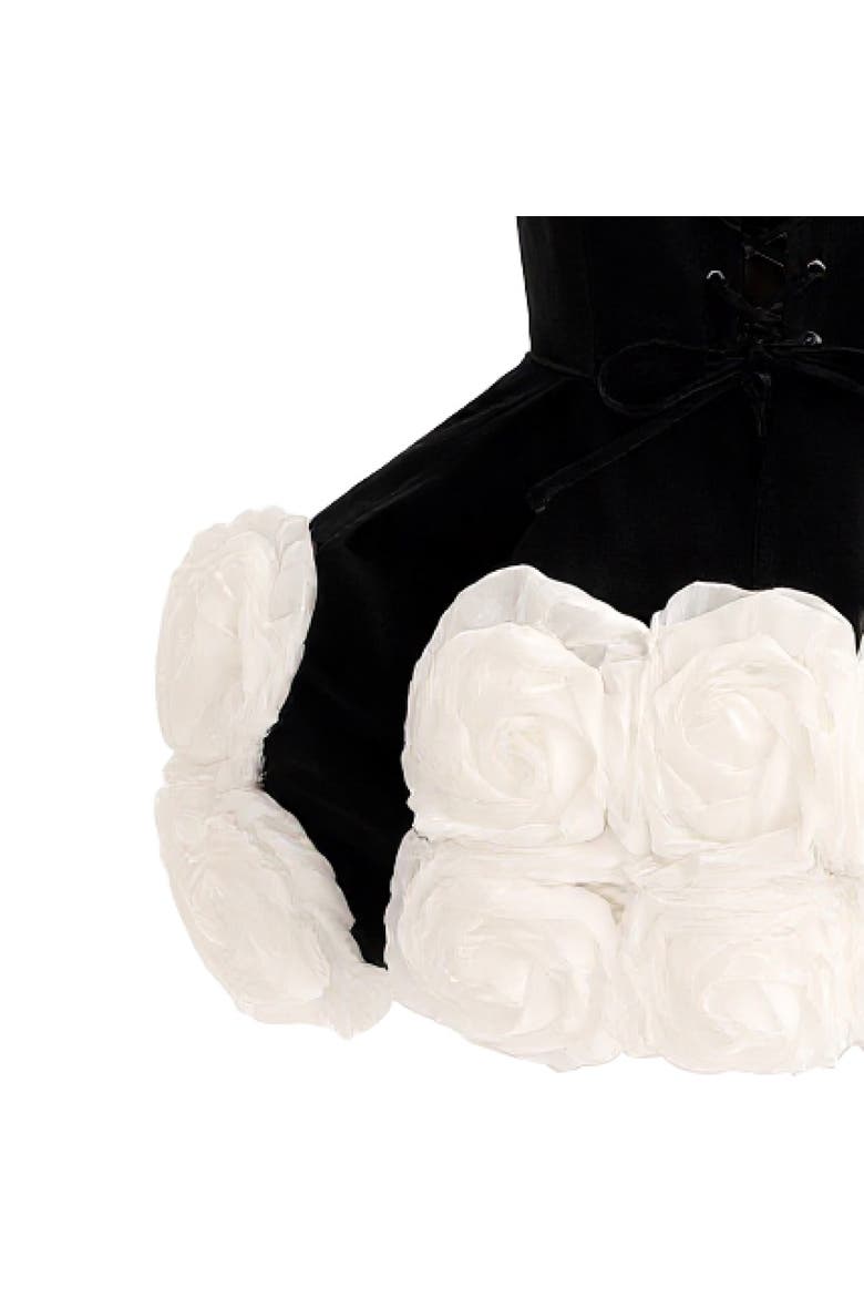 Floral Strapless Dress, Alternate, color, Black