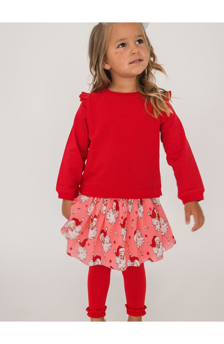 RuffleButts Girls Elastic Waist Tulle Skirt, Alternate, color, Pink Santa Joy