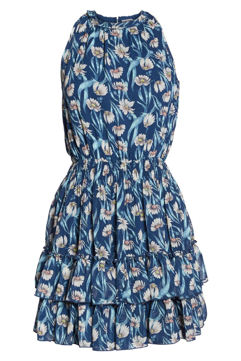 Floral Smocked Waist Minidress, Alternate, color, PINK PAPER BLOSSOM FLORAL