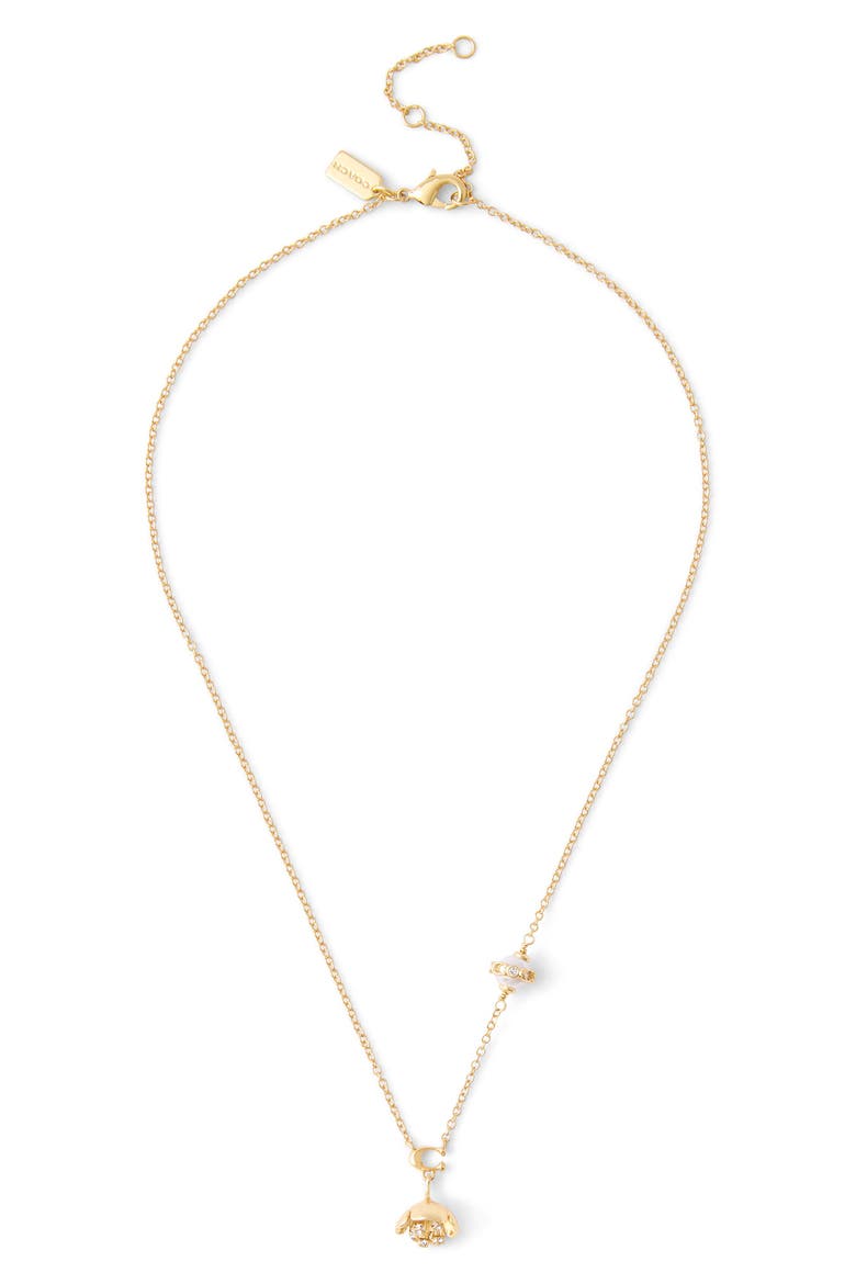 Floral Short Pendant Necklace, Alternate, color, SHINY GOLD