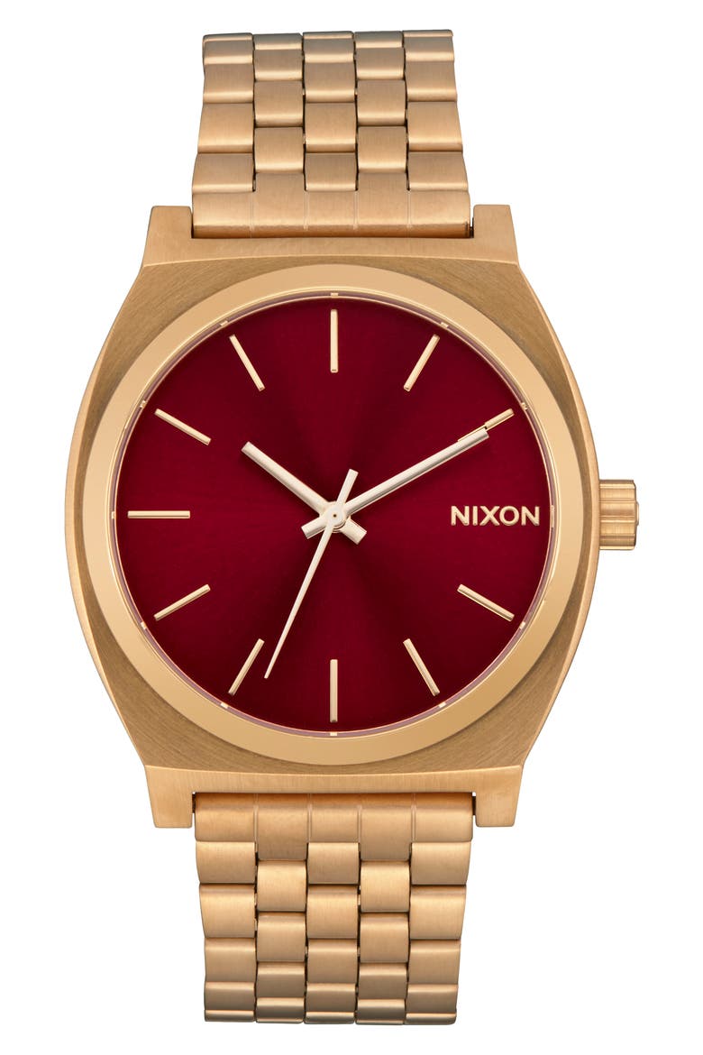 The Time Teller Bracelet Watch, 37mm, Main, color, GOLD / OXBLOOD SUNRAY
