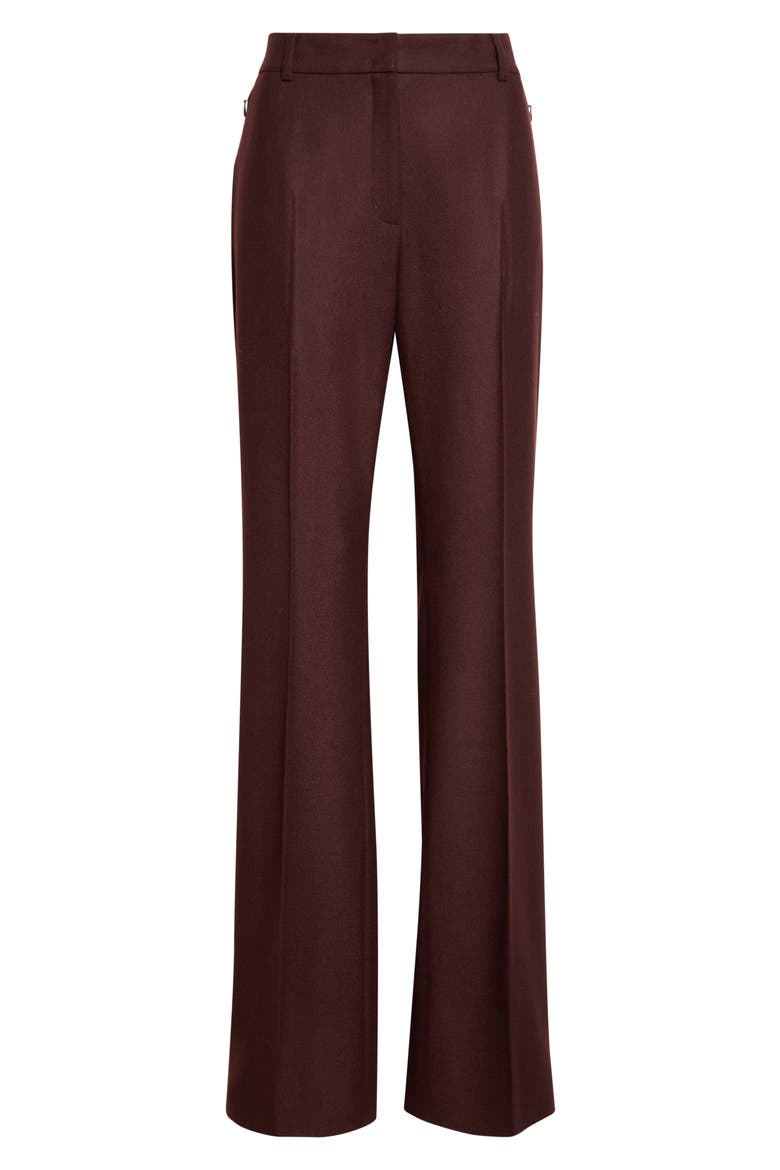 Marilyn High Waist Wool & Silk Flannel Pants, Main, color, MERLOT RED
