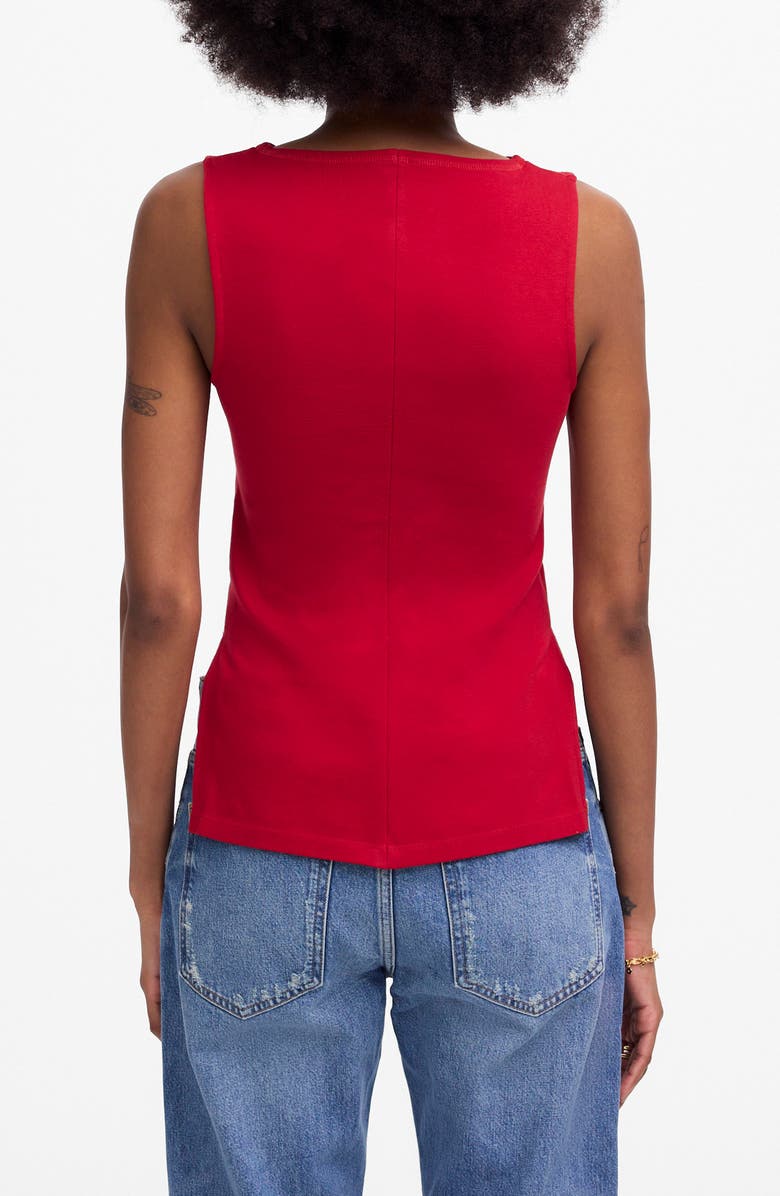 Madewell Sleeveless Boat Neck Side Slit T-Shirt, Alternate, color, Crimson