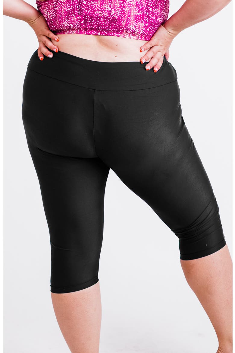 Plus Size Capri Swim Leggings, Alternate, color, Black