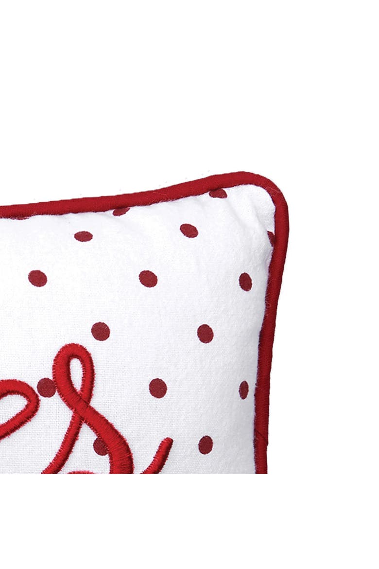 Kisses Dot Mini Embroidered Red Valentine's Day Accent Pillow 6" x 12", Alternate, color, Red